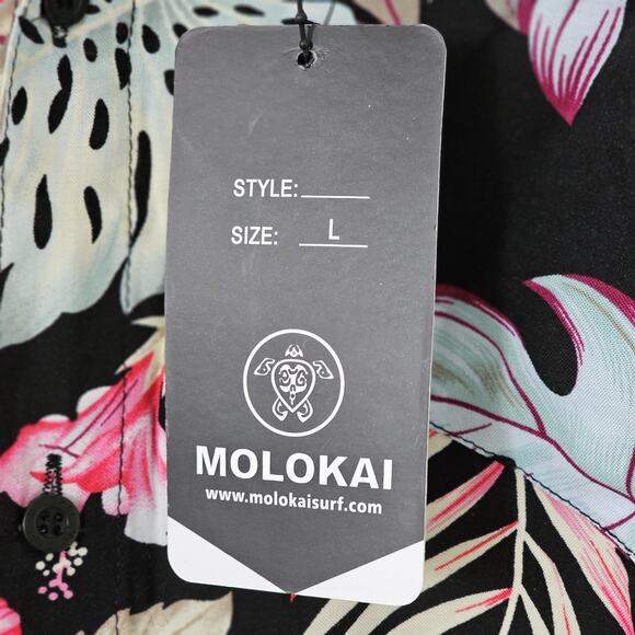 Molokai Surf Co. Men's Short Sleeve Button Down Hawaiian Shirt Size Large NWT - Picture 7 of 8